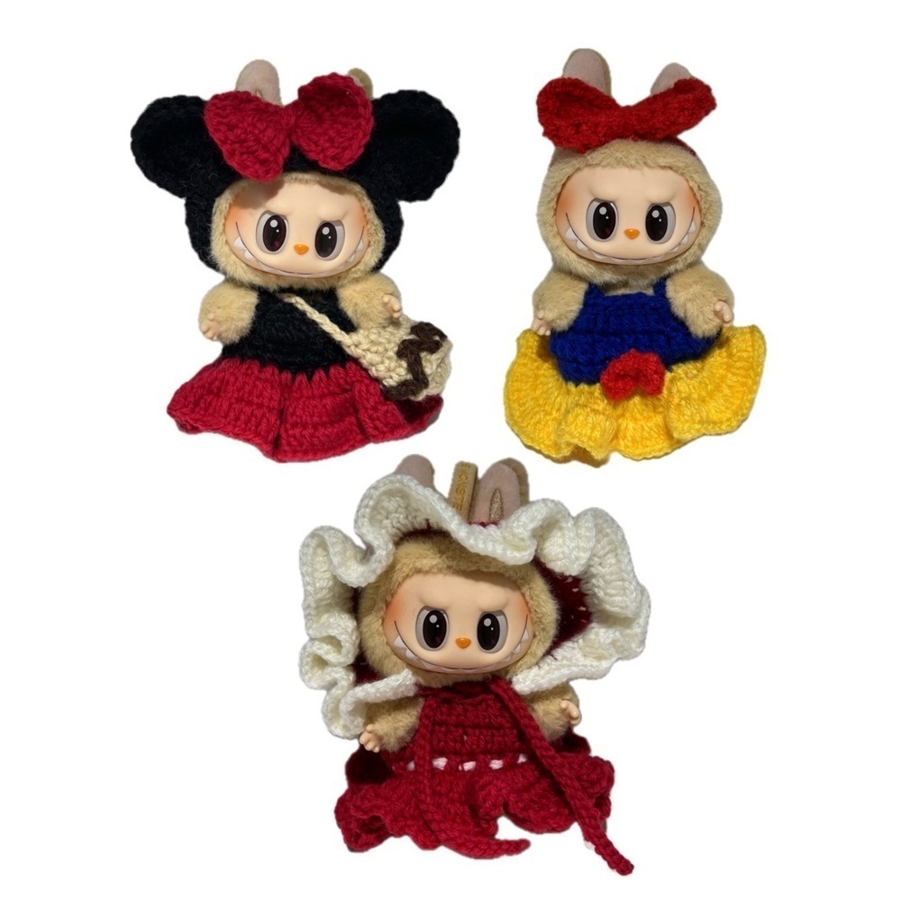 [BUNDLE of 3] Labubu Handmade Crochet Minnie Mouse Red Riding Hood Snow White